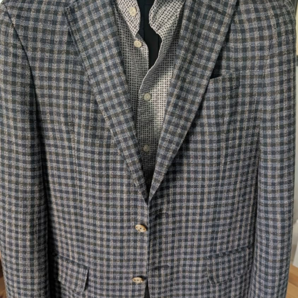 AND Gray and Blue Sport Coat with Timeless Checkered Design